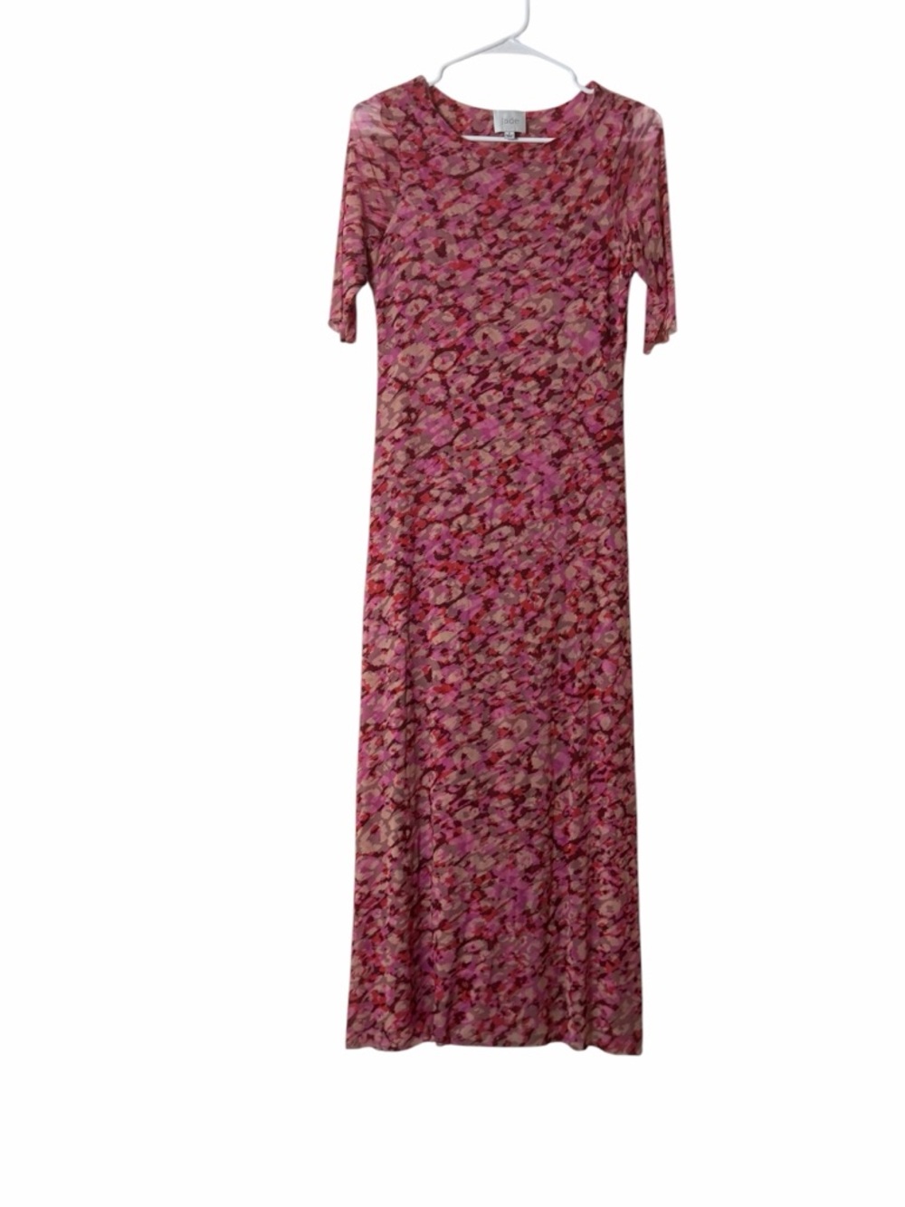 Johnny Was Jade Mesh Midi Dress Pink Floral Stretch Sheer Overlay Size Small - Picture 3 of 8